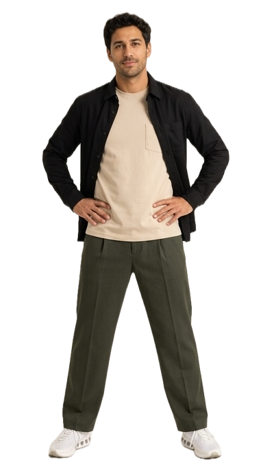 Evening outfit: The open black layer.