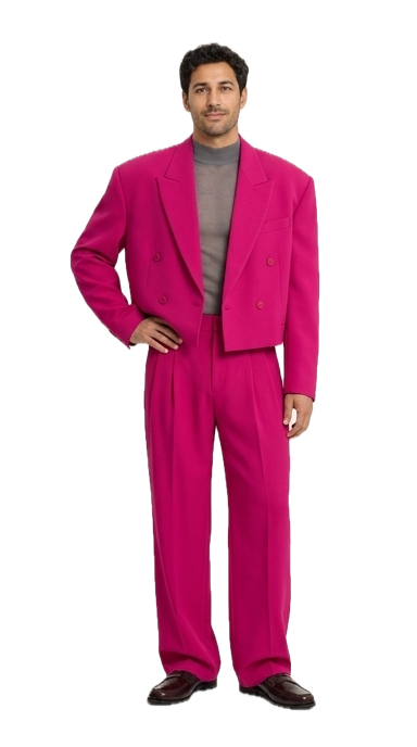 Evening outfit: No quiet tailoring.