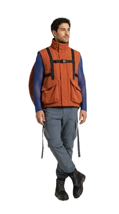 Travel outfit: Utility, turned up.